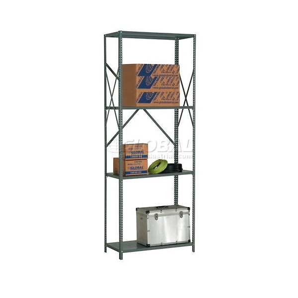 Global Industrial 4 Shelf, 20 Ga Open Steel Shelving Unit, 36inW x 12inD x 97inH, Gray 234363A - main